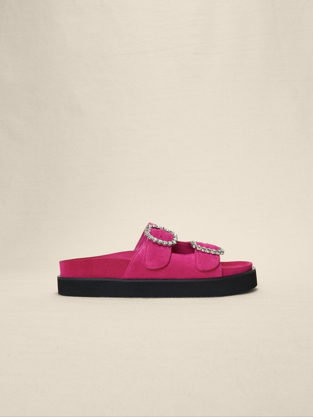 Maje Diamante Fuschia Seude Sandal Size 8 New - Picture 3 of 6